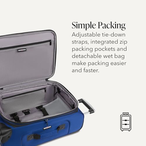 SWISSGEAR Sion Softside Expandable Spinner Luggage Durable Lightweight Travel Suitcase, Blue, 3-Piece Set (Carry-On/Medium/Large) - color: Blue, size: 3-Piece Set (Carry-On/Medium/Large)