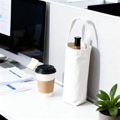 24 Pcs Canvas Wine Bags with Handle, 12 x 7.5 x 5.5 Inch Reusable Washable Wine Carrier Tote Sublimation DIY Blank Bottle Gift Totes Cotton Carrier Wine Bag for Weddings Christmas Birthdays Party