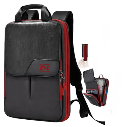 ZINZ Slim & Expandable Laptop Backpack 15.6 16 17 inch Travel Business Backpack Water-Resistant Daypack for Men and Women，Black red - color: B01rd01