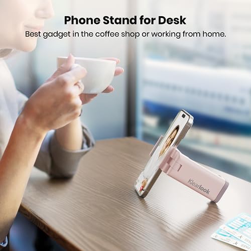 2 Pack Klearlook Universal Airplane Phone Holder, 360° Rotatable Phone Mount for Airplane Tray Table & Desk, Hands-Free Adjustable Phone Stand for Flight Essentials Must Have Accessories - color: Pink
