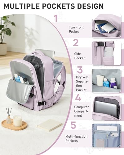 Vacuum Seal Backpack for Travel with Air Pump Compression Daypack Personal Item Carry on Flight Approved Vacpack Laptop Space Saver Bags Storage with Vacuum System Travel Bag Women Men LotusPink - color: A8-peachpink