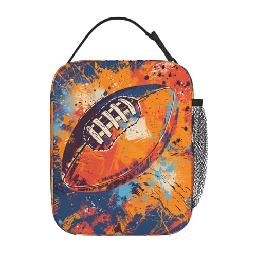 Insulated Lunch Box for Kids Boys Girls, Reusable Lunch Bag for School, Office, Work, Picnic, Travel, Abstract Football Lunch Box - color: lunch box 127