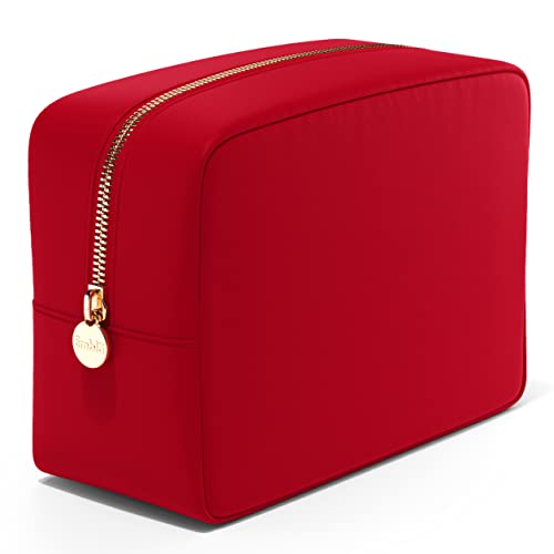 Embla Large Makeup Bag and Waterproof Nylon Travel Toiletry Bag, Large Capacity Cosmetic Zipper Pouch, Red - color: Ruby, size: Large