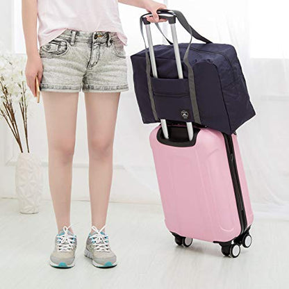 For Spirit Airlines Personal Item Bag Foldable Travel Duffel Bag Tote Carry on Luggage Duffle Overnight for Women and Men - color: 1112 Dark Blue