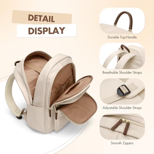 GOLF SUPAGS 15.6 Inch Women's Laptop Backpack, Water Resistant Work College Travel Daypack, Everyday Commuter Bag for Teacher Nurse (Apricot) - color: Apricot