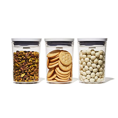 OXO Good Grips Round 3-Piece Mini Round POP Canister Set - size: 3 pack - 0.6 qt, style: Plastic Bath Set
