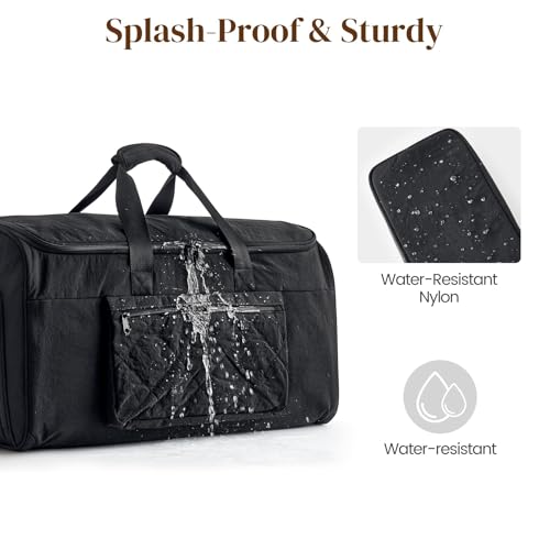 S-ZONE Garment Duffle Bags for Travel Carry on Convertible 2 in 1 Suit Bags Hanging Suitcase with Toiletry Bag 50L - color: Black