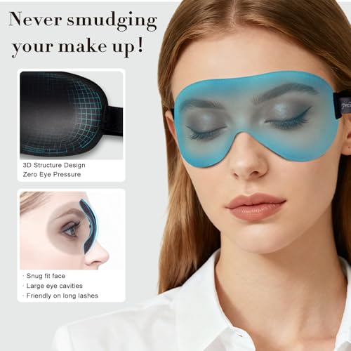 PrettyCare 3D Sleep Mask 2 Pack,Eye Mask for Side Sleeper 3D Contoured Sleeping Mask Blackout Out for Men- Blindfold Airplane with Ear Plugs, Night Masks with Travel Bag (Black&Blue) - color: A-black&blue