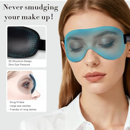 PrettyCare 3D Sleep Mask 2 Pack,Eye Mask for Side Sleeper 3D Contoured Sleeping Mask Blackout Out for Men- Blindfold Airplane with Ear Plugs, Night Masks with Travel Bag (Black&Blue) - color: A-black&blue