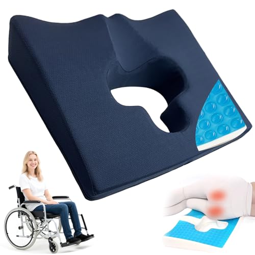 Gel Wheelchair Seat Cushion,Bed Sore Cushions for Butt,Gel Cushion for Pressure Relief,Donut Pillow for Tailbone Pain Relief,Sciatica,Coccyx,hemorrhoid Pillow,Cushion for Office Chair(Blue) - color: Blue