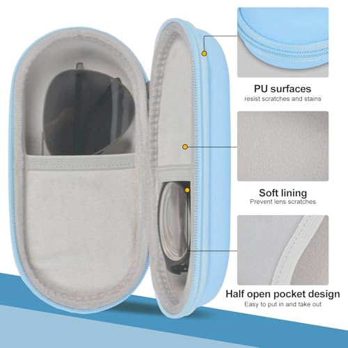 Double Glasses Case,Dual Eyeglasses & Sunglasses Organizer with Clip Zipper Closure for Travel 2 Pairs Storage Box - color: Blue