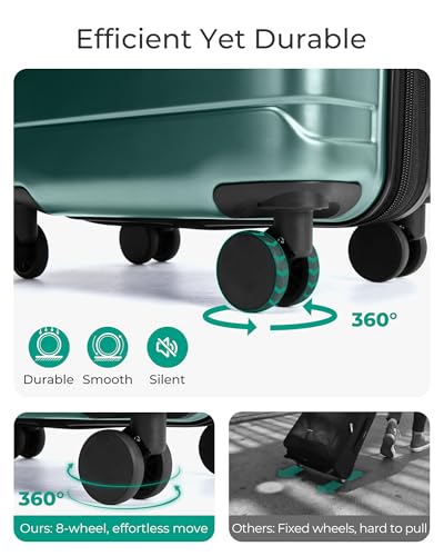BAGSMART Carry On Luggage 22x14x9 Airline Approved with Spinner Wheels,Lightweight 20 Inch Luggage with TSA Lock,Expandable Hard Shell Carry On Suitcases for Men Women,Pine Green - color: Pine Green