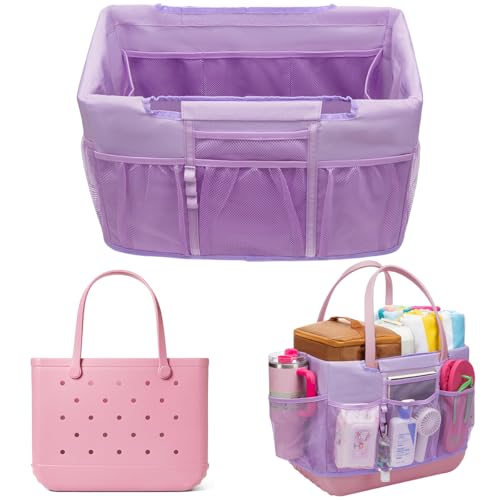 Beach Bag Organizer Insert for Extra Large Bogg Bag Accessories,Xl X Lightweight Wrap Around Inner Outer Liner,18 Pockets,Mesh Zipper Pocket Storage,Organizing L Rubber Eva Tote Bags Organization - color: Purple, size: Original - Large