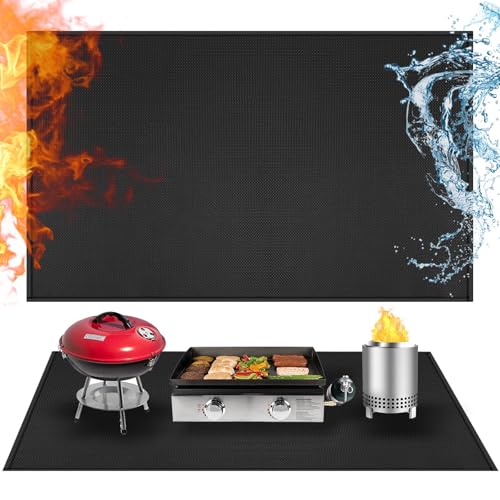 24x42in Heat Resistant Grill Mats for Outdoor Grill to Protect Your Prep Table and Outdoor Grill Table - Fire Proof & Water Proof & Oil Proof BBQ Mat - Black (1mm) - color: Black, size: 24x42x0.04in