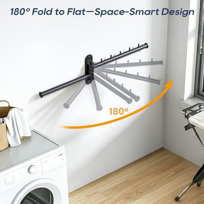 Wall Mounted Drying Rack, 2-Tier Laundry Drying Rack with Swing Arm, Space-Saving Foldable Laundry Clothes Hanger with 10 Clips for Laundry Room Closet Organizer Bathroom Bedroom - size: 1 Pack