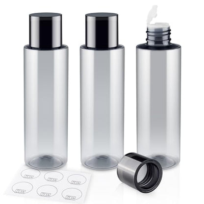 150ML/5OZ Travel Size Toiletries, 3 Pack Travel Size Containers, Leak Proof Plastic Bottles for Shampoo, Lotion, Body Wash with 6pcs Labels - color: Grey, size: 150ml(3pcs)