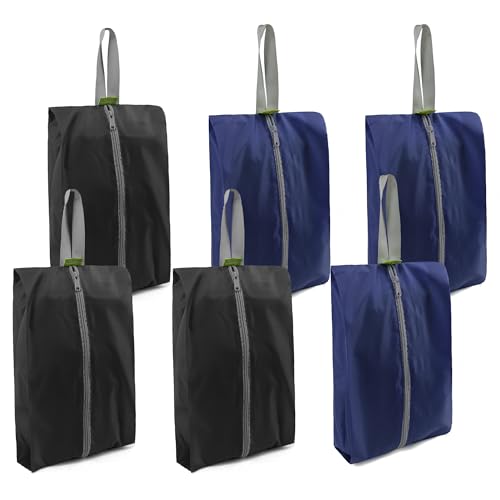 BeeGreen Shoe Organizer Set - 6 Pack Shoe Bags For Travel with Zipper Closure and Handle,Stylish and Portable Nylon Shoe Storage for Men and Women's Travel Gifts and Home Storage - style: Black,navy