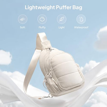 TOPEAST Sling Bag for Women, Anti-Theft Crossbody Bag with RFID Blocking & Water Bottle Holder for Travel, Water-resistant - color: Beige
