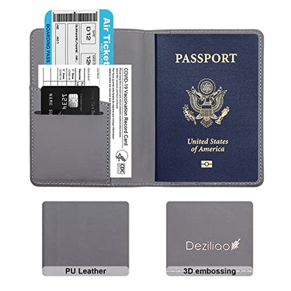 Passport Wallet, Gray, Unisex, Faux Leather, Waterproof, Slim, Lightweight, RFID Blocking, 2-in-1 Design, with Document Slots, Credit Card Slots, SIM Card Slots - color: Gray, style: Minimalist