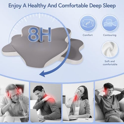 Sleep Apnea Pillow for Side Sleepers, Cervical Neck Pillow for Neck Pain Relief, Ergonomic Contour Memory Foam Pillow with Cooling Washable Cover for Back, Side & Stomach Sleepers