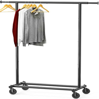 Simple Houseware Heavy Duty Clothing Garment Rack, Holds Up to 150 lbs, 42 to 67 Inches Extendable Rod, Black - color: Black, size: Heavy Duty