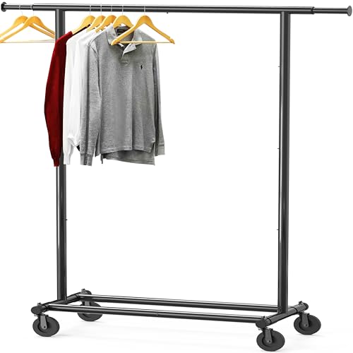 Simple Houseware Heavy Duty Clothing Garment Rack, Holds Up to 150 lbs, 42 to 67 Inches Extendable Rod, Black - color: Black, size: Heavy Duty