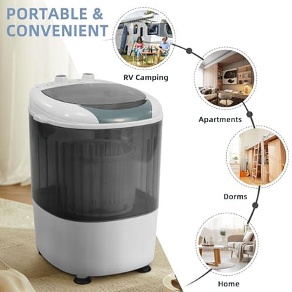 Elevon Mini Spin Dryer Portable Washing Machine, Compact Laundry for Home, Apartment, RV, Gray - style: Mini, Gray