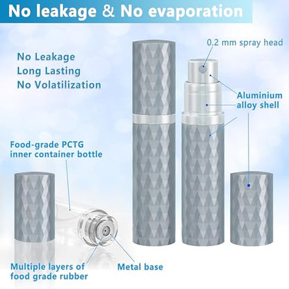 Travel Perfume Atomizer Bottle Refillable - 5ml Leakproof Fragrances Perfume Atomizer, Portable Perfume Sprayer, Perfume Refillable Bottle for Traveling (Gray) - color: Gray