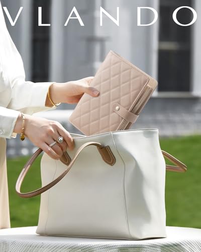 VLANDO Travel Jewelry Organizer Case,Jewelry Storage Book Ring Binder with Clear Zipper Velvet Pouch Bag for Traveling,Rings,Necklace,Earrings,Bracelets,Brooches-Toffee - color: 02.Toffee