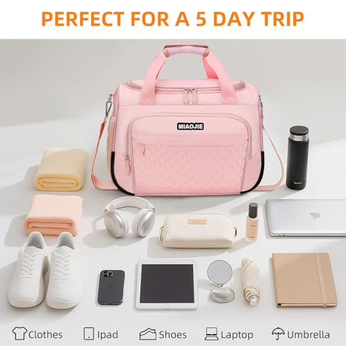 Travel Duffle Bag for Women, Underseat Carry On luggage Bag Foldable Overnight Weekender Hospital Bag Lightweight Airplanes Personal Item Travel Tote Bag for Women Birthday Gifts, 16IN Pink - color: Pink, size: 16IN