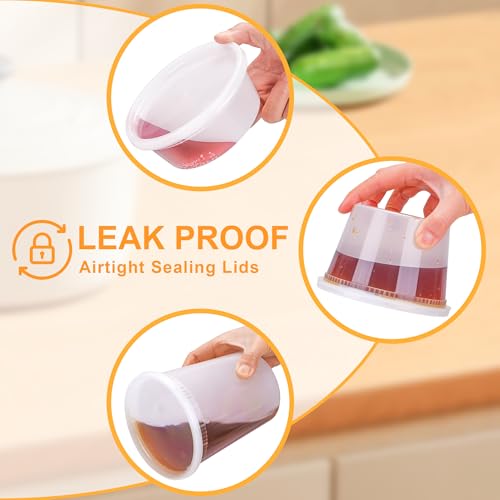 BYSNOW 60 Sets Deli Containers with Lids, 32/16/8 oz X 20 Set Each, Leak-Proof & BPA Free Airtight Stackable Takeout Plastic Food Storage Containers, Freezer/Microwave/Dishwasher Safe