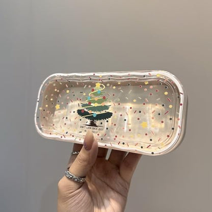 Cute hard shell bow glasses case cat transparent glasses case sunglasses glasses Size is 6.9 x 3.2 x 1.2inches - color: Case - Christmas Tree