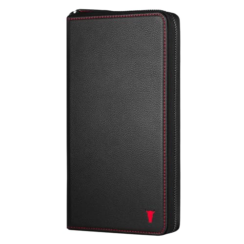 TORRO Premium Leather Family Travel Wallet, RFID Blocking Travel Organizer, Family Passport Holder for 4 Passports, Travel Documents and Cards (Black) - color: Black