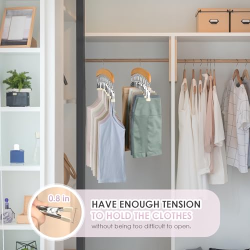 MEILIDY Leggings Hangers, Wooden Closet Hanging Leggings Storage Organizer Scarf Hangers with 24 Clips, 360° Swivel Hook, Burlywood, 2 Pcs - color: Burlywood