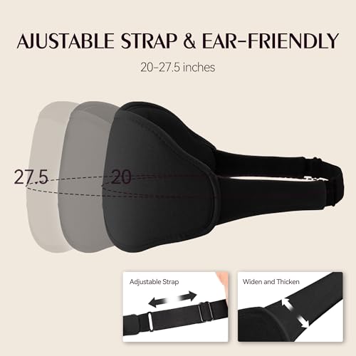 Sleep Eye Mask Blackout Lightweight: Side Sleep 3D Contoured for Lash Extensions - Zero Eye Pressure Adjustable Strap Washable (Cloud Black & Cloud Blue) - color: Cloud Black & Cloud Blue