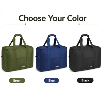 Foldable Travel Duffle Bag with Trolley Sleeve 40L Capacity, Lightweight Packable Travel Duffel Bags with the Keyhole Zipper, Weekender Overnight Nylon Carry on Bag for Men & Women, Army Green - color: Green