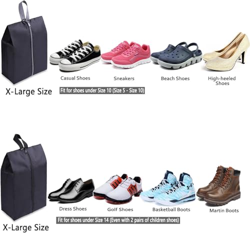 YAMIU Travel Shoe Bags Set of 2 Waterproof Nylon with Zipper for Men & Women (Black) - style: 2 Pack - Black