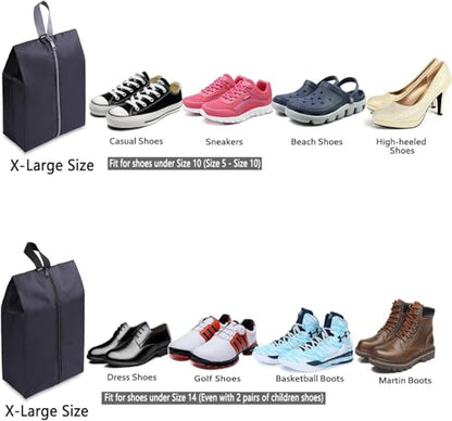 YAMIU Travel Shoe Bags Set of 2 Waterproof Nylon with Zipper for Men & Women (Black) - style: 2 Pack - Black