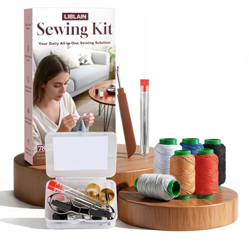 LIBLAIN Sewing Kit with Big Eye Steel Needles for Adults and Beginners, Needle and Thread Kit for Hand Sewing (78Pcs) - size: 78PCS Combo Sewing Kit