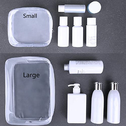BEFORYOU 6 Pack Clear Toiletry Carry Pouch with Zipper Portable Plastic Waterproof Cosmetic Bag TSA Approved for Vacation Travel Bathroom and Organizing (White, Small and Large) - size: Small and Large bags