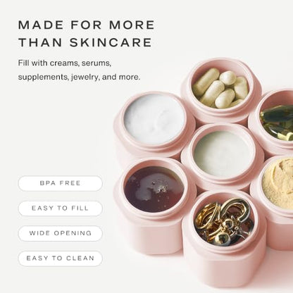 Cadence Capsules - Full Skincare Set, Petal - Six Containers with Magnetic Lids - 100% Leak Proof & TSA Approved for Travel and Carry On, 2 Small (0.56oz), 4 Medium (1.32oz) & Extender (1.43oz) - color: Petal, size: Full Set