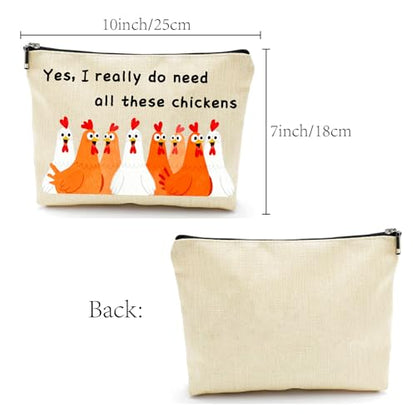 CREATCABIN Chicken Bags Travel Cosmetic Bag Zipper Pouch Multi Purpose Case Toiletry Packing Purse Storage for Keys Lipstick Card Woman Friends 10x7Inch-Yes, I Really Do Need All These Chickens - style: Chicken