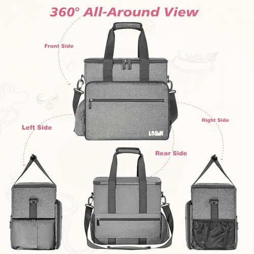 5 Set Dog Travel Bag for Supplies, Dog Lovers, Large Pet Travel Kit Includes 2 Food Containers&2 Collapsible Bowls、Placemats,Grey - color: Wavellite Gray