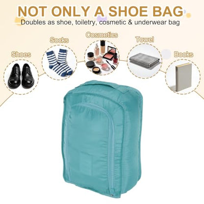 Foldable Travel Shoe Bag, Waterproof Shoe Pouches Organizer with Handle Travel Packing Cubes -Fitting for Storing (Sneakers/Sandals/Fitness Shoes) 2 Pcs & Light Blue - color: Light Blue