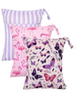 babygoal Wet Dry Bags 3 Pack, Waterproof Travel Bags for Swimsuits, Beach, Pool, Gym,Food Storage and Wet Clothes(Butterfly,Flamingo,Stripe),3LN44-B - color: Girl color 44