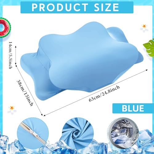 Hahafelt Cooling Cervical Neck Pillowcase Cover (Only Pillow Case) Ergonomic Pillowcase with Zipper Breathable Contour Pillow Cover for Side Back Stomach Sleepers(Blue,Queen Size) - color: Blue, size: Queen