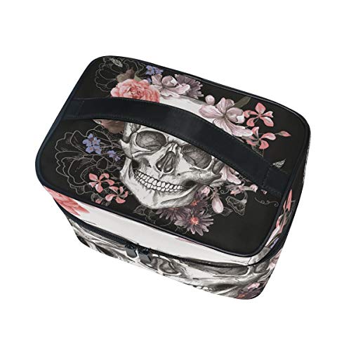 Travel Cosmetic Bag Skull Rose Toiletry Makeup Bag Pouch Tote Case Organizer Storage For Women - color: Skull Rose