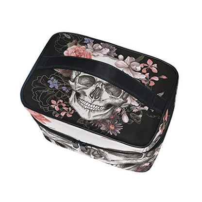 Travel Cosmetic Bag Skull Rose Toiletry Makeup Bag Pouch Tote Case Organizer Storage For Women - color: Skull Rose