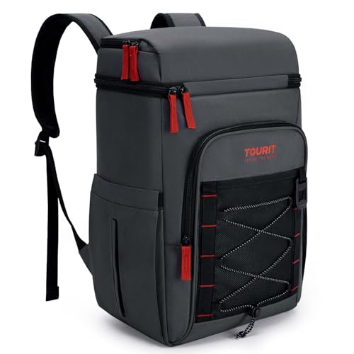 TOURIT Insulated Backpack Cooler: 30 Cans Waterproof Leakproof Soft Cooler Bag Beach Travel Picnic Camping - color: Black 1.0, style: 30 Cans 2.0