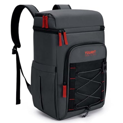 TOURIT Insulated Backpack Cooler: 30 Cans Waterproof Leakproof Soft Cooler Bag Beach Travel Picnic Camping - color: Black 1.0, style: 30 Cans 2.0